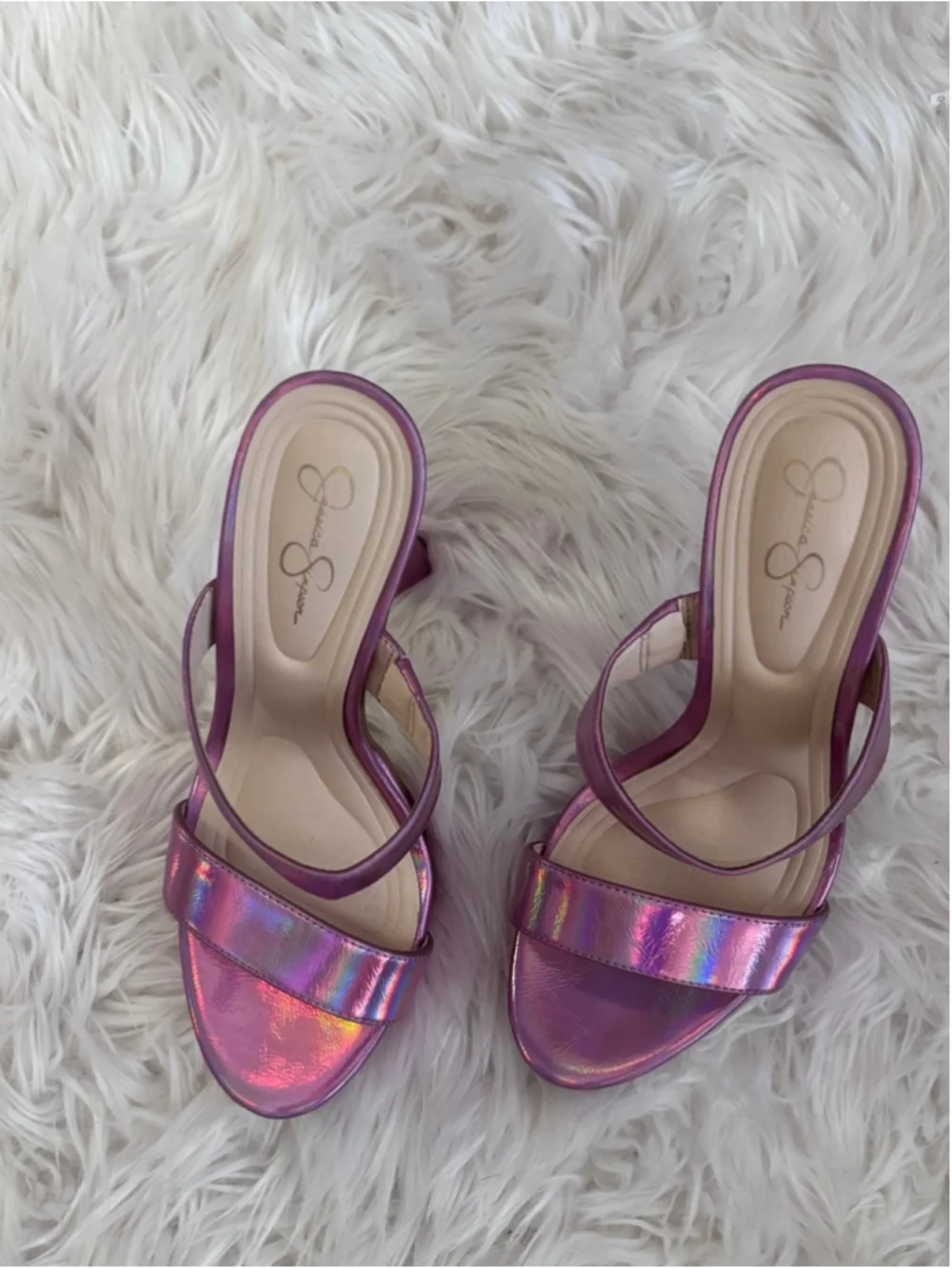 Jessica Simpson Sempira Platform Heel Pink Iridescent Heels Metallic 8.5